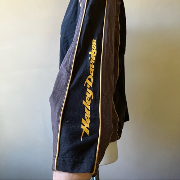 Harley Davidson | Vintage 90s Long Sleeve Pin Stripe Piping Tee Shirt - Picture 3 of 8